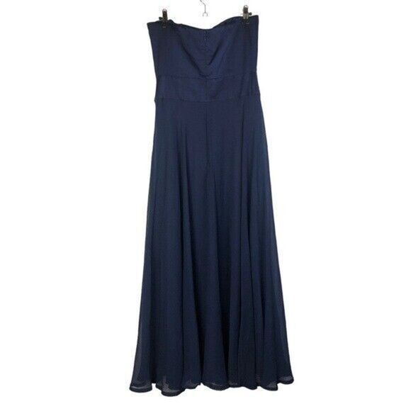 Max and Cleo Navy Blue Strapless Formal A-Line Gown 4 - Picture 2 of 4